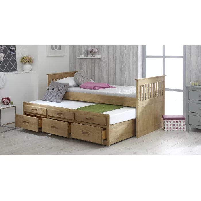 Just For Kids Single (3') 6 Drawer Mate's & Captain's Bed- Waxed Pine