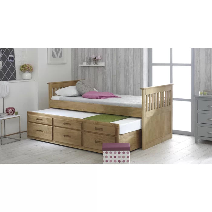 Just For Kids Single (3') 6 Drawer Mate's & Captain's Bed- Waxed Pine