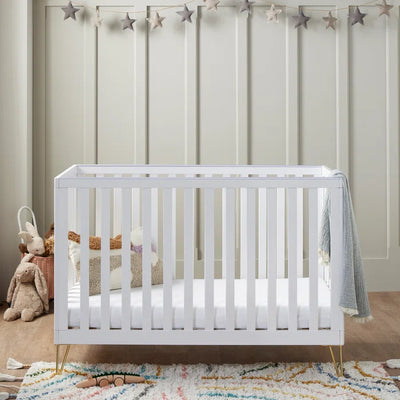 Stylish Baby Cot Bed Kimi Contemporary Wooden Style - Navy Blue, White