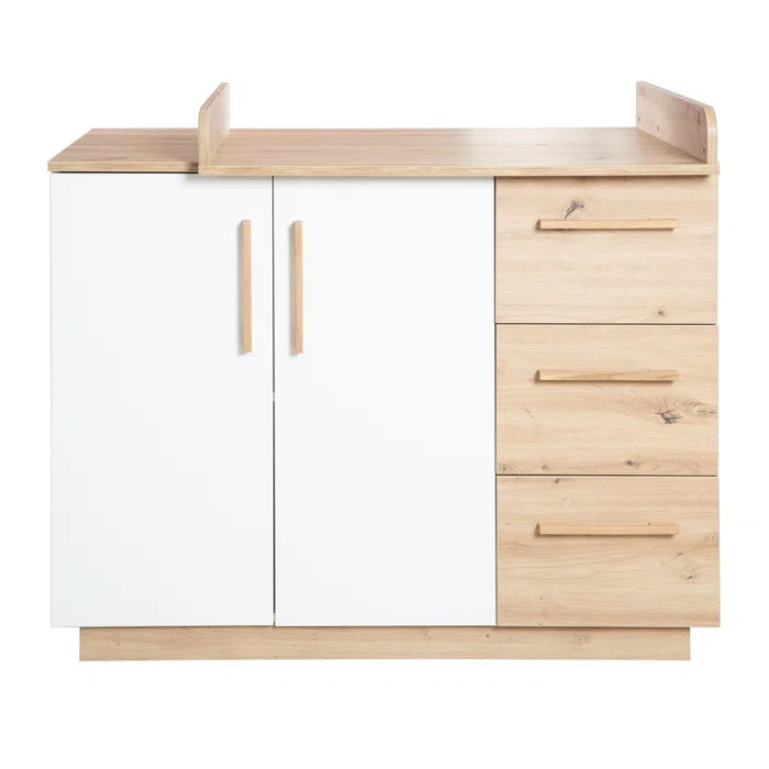 Modern Convertible 3 -Piece Combination Nursery Roba Furniture Set- White/Oak