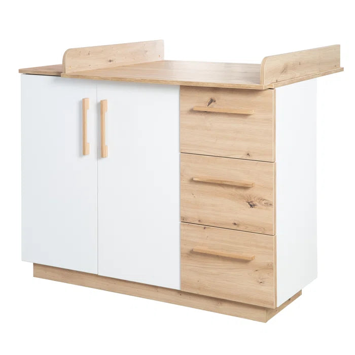 Modern Convertible 3 -Piece Combination Nursery Roba Furniture Set- White/Oak