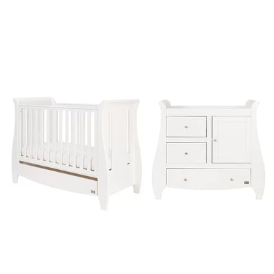 Stylish Classic Design Lucas Cot Bed 2-Piece Nursery Furniture Set, White