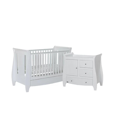 Stylish Classic Design Lucas Cot Bed 2-Piece Nursery Furniture Set, White