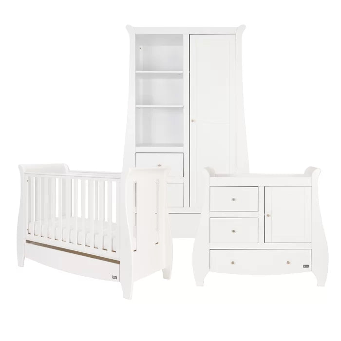 Gives a Modern Feel Stylish Choice Lucas Cot Bed 3-Piece Nursery Furniture Set, White