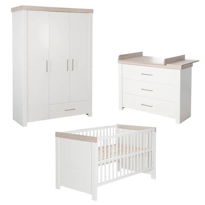 Stylish Convertible 3 -Piece Nursery Furniture Set- Canadian White