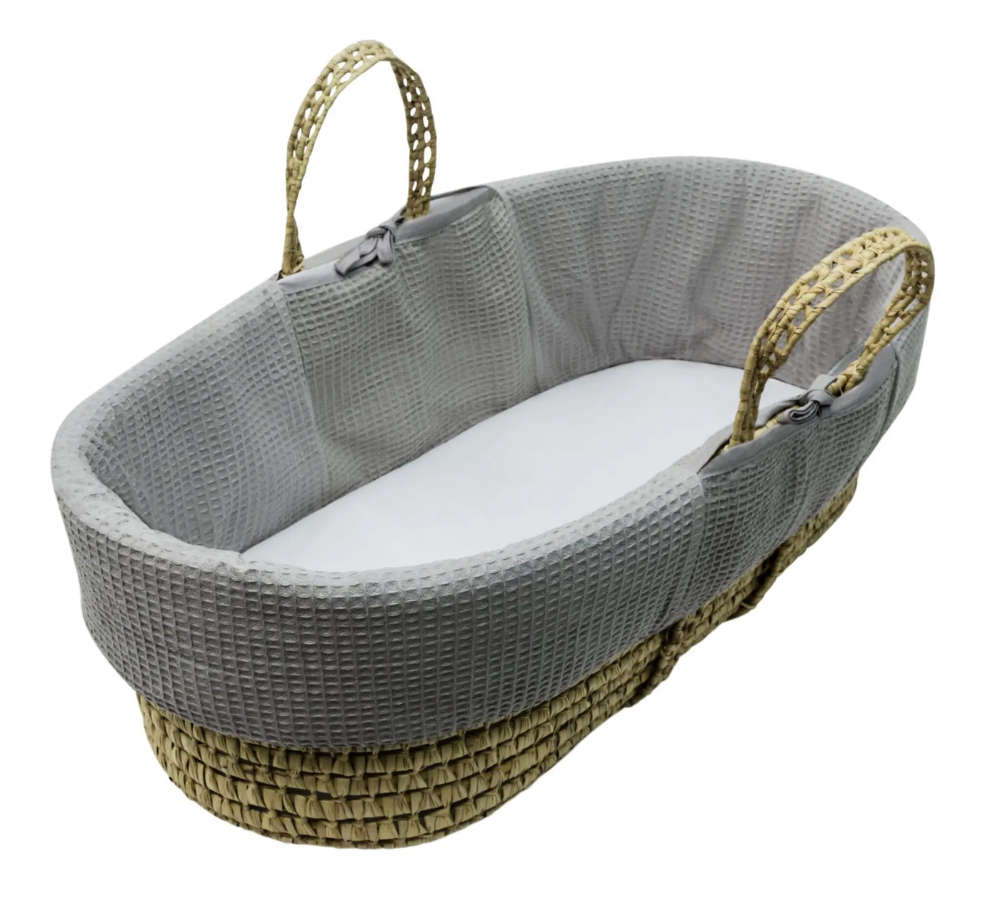 Baby Hoodless  Waffle Moses Basket - Grey, White