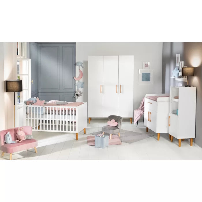 Stylish Convertible 3 -Piece Nursery Furniture Set by roba - White