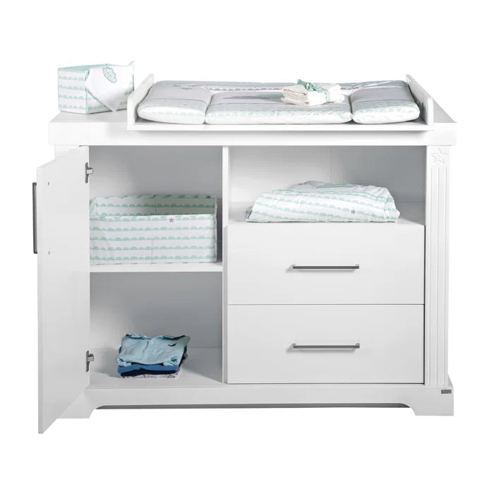 Deluxe Convertible 2 -Piece Modern Style Nursery Furniture Set - White