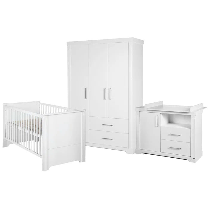 Deluxe Convertible 3 -Piece Maxi Nursery Furniture Set by roba - White