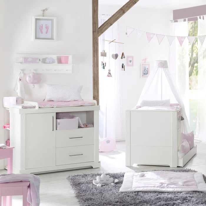 Deluxe Convertible 3 -Piece Maxi Nursery Furniture Set by roba - White