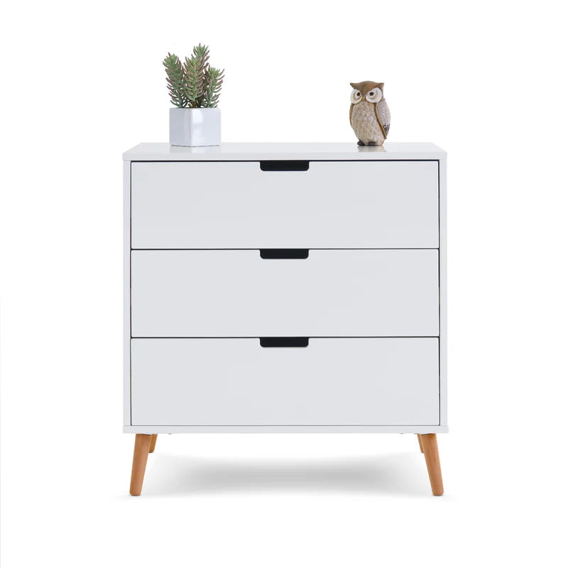 Scandinavian Style Change Table with 3 drawer White and Acacia