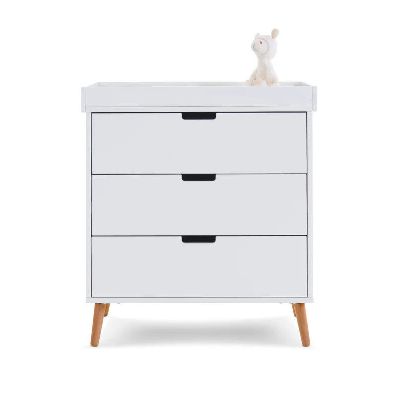 Scandinavian Style Change Table with 3 drawer White and Acacia