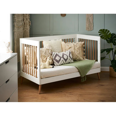 Baby Modern Stylish Cot Bed by Obaby -  White/Brown, Grey/Brown