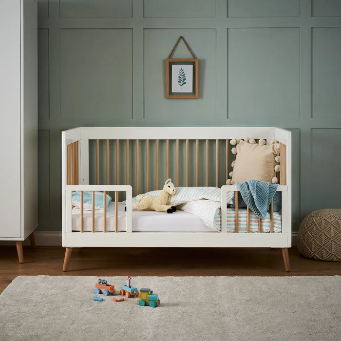 Baby Modern Stylish Cot Bed by Obaby -  White/Brown, Grey/Brown