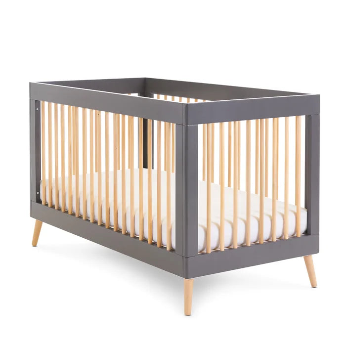 Baby Modern Stylish Cot Bed by Obaby -  White/Brown, Grey/Brown