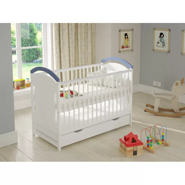 Stylish baby Cot Bed - Blue/White, Pink/White