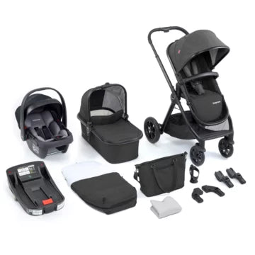 Kids Travel Stroller System 13 Piece Black, Silver or Chrome