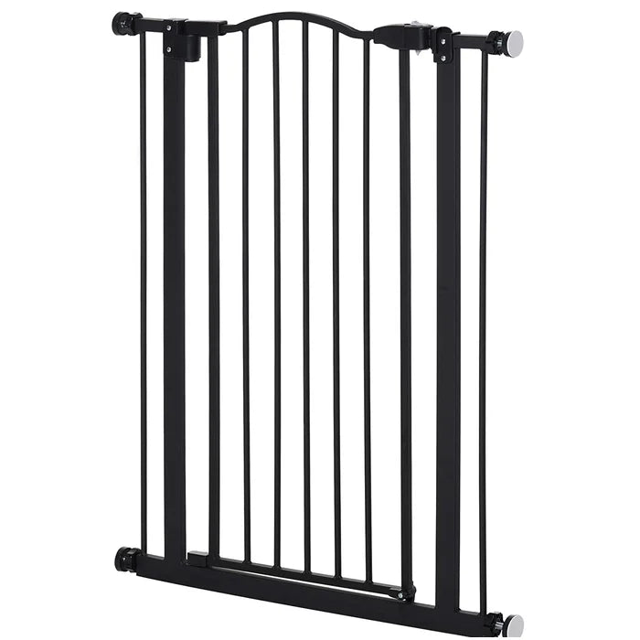 Pawhut Metal Free Standing Pet Gate With Door - Black