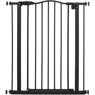 Pawhut Metal Free Standing Pet Gate With Door - Black