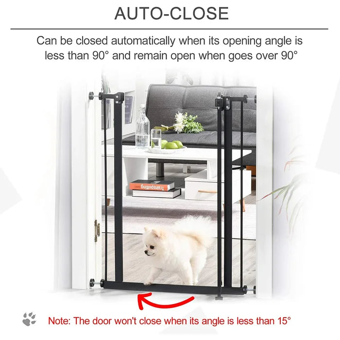 Pawhut Metal Free Standing Pet Gate With Door - Black