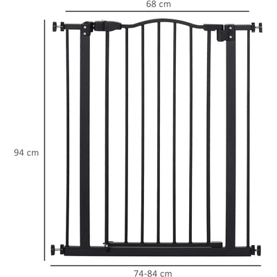 Pawhut Metal Free Standing Pet Gate With Door - Black