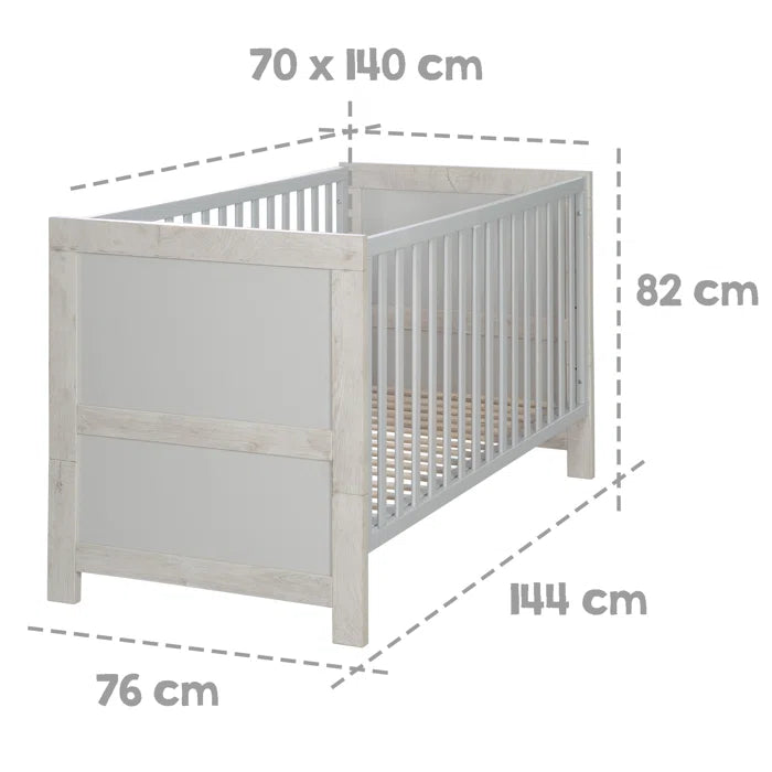 Baby Deluxe Cot Bed 3-Piece Nursery Furniture Set - White