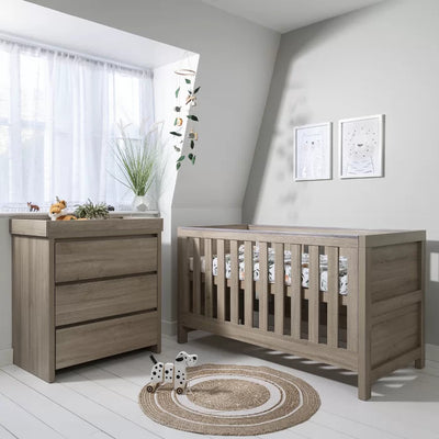 Stunning Convertible  Modena 2 Piece Baby Room Set -  White/Grey Ash, Oak, White/Oak