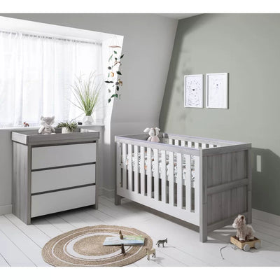 Stunning Convertible  Modena 2 Piece Baby Room Set -  White/Grey Ash, Oak, White/Oak