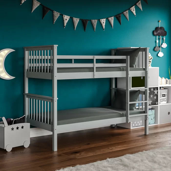 Sleek and Sturdy Kids Single (3') Bunk Bed by Latitude Run - Grey