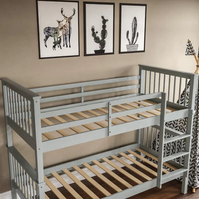 Sleek and Sturdy Kids Single (3') Bunk Bed by Latitude Run - Grey