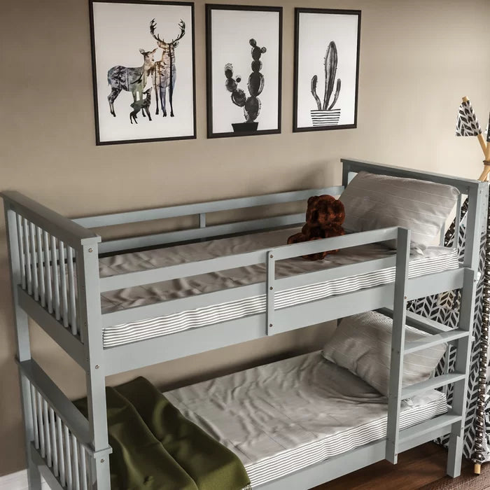 Sleek and Sturdy Kids Single (3') Bunk Bed by Latitude Run - Grey