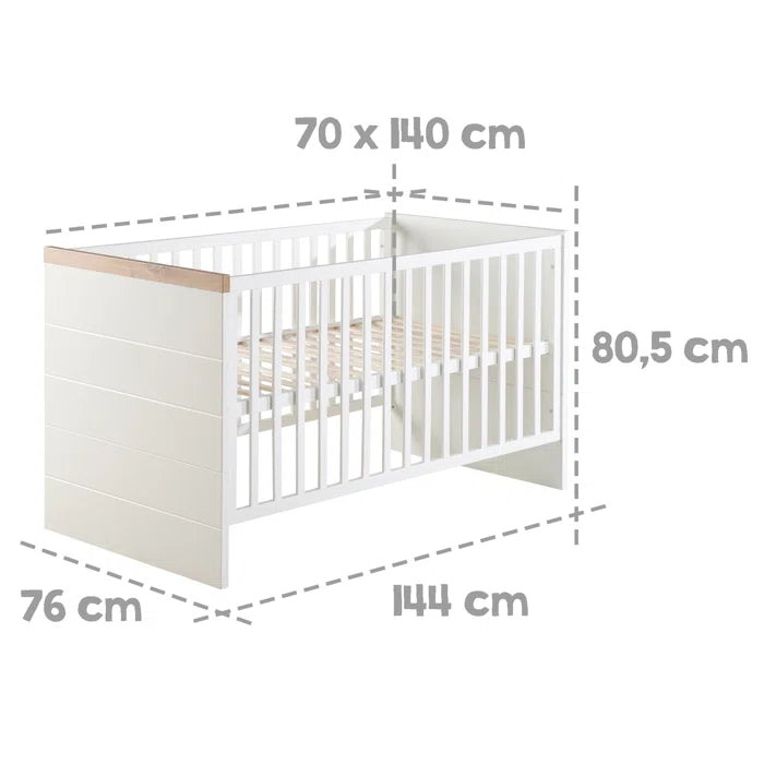 Beautiful Contemporary Convertible 2 -Piece Nursery Furniture Set - White/Oak