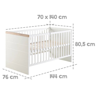 Beautiful Contemporary Convertible 2 -Piece Nursery Furniture Set - White/Oak