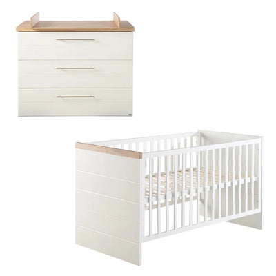 Beautiful Contemporary Convertible 2 -Piece Nursery Furniture Set - White/Oak