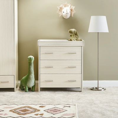 Stylish Changing Unit and 3 Storage Drawers (Oatmeal)