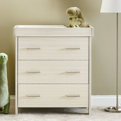 Stylish Changing Unit and 3 Storage Drawers (Oatmeal)