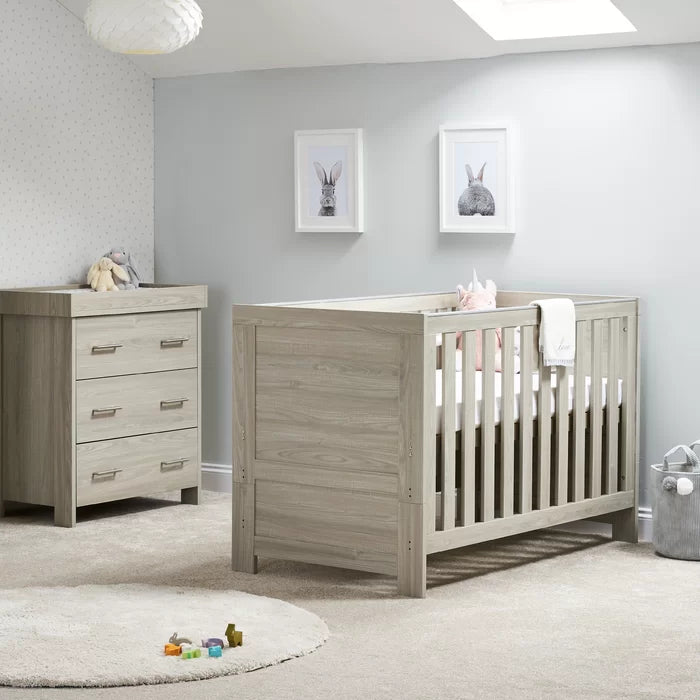 Modern Cot Bed 2-Piece Contemporary Design Nursery Furniture Set