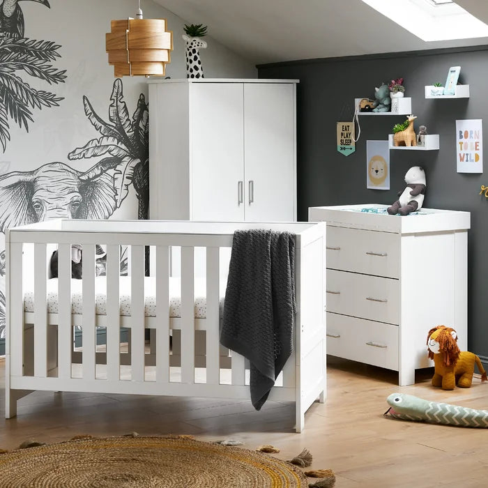 Contemporary Design Baby Nursery Nika Cot Bed 3-Piece Nursery Furniture Set