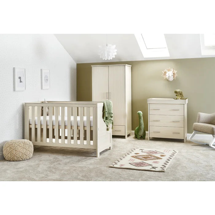 Contemporary Design Baby Nursery Nika Cot Bed 3-Piece Nursery Furniture Set