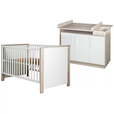 Deluxe 2 Piece Modern Style Cot Set - White