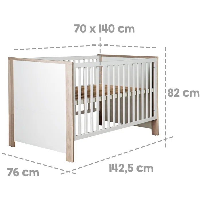 Deluxe 2 Piece Modern Style Cot Set - White