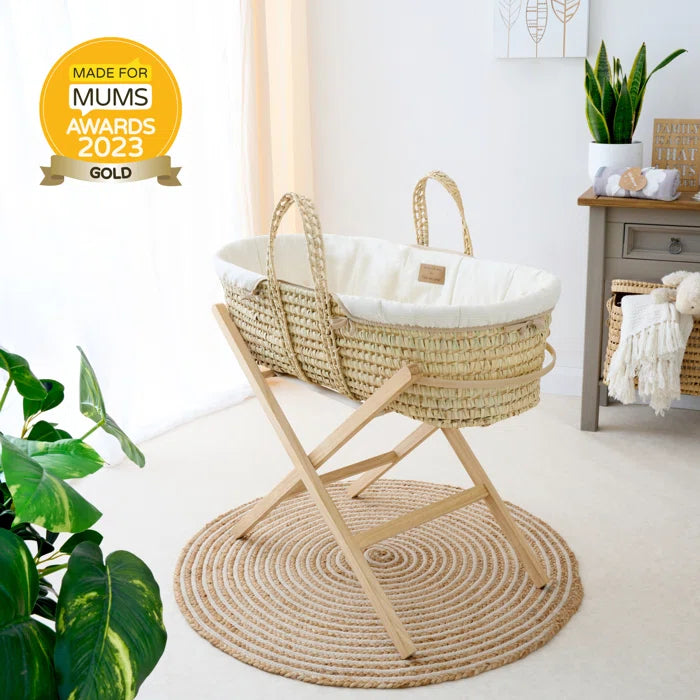 Baby Organic Palm Moses Basket - Stylish Basket with Stand.