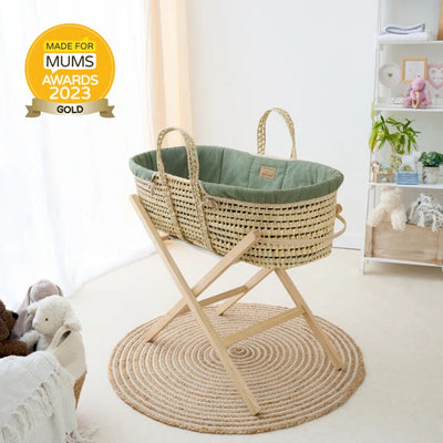 Baby Organic Palm Moses Basket - Stylish Basket with Stand.