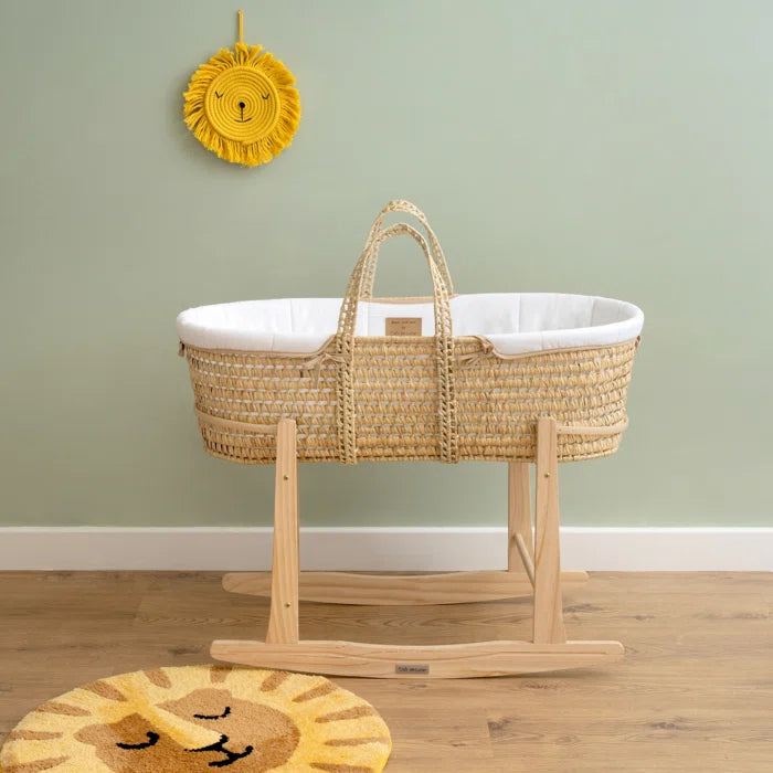 Baby Organic Palm Moses Basket - Stylish Basket with Stand.