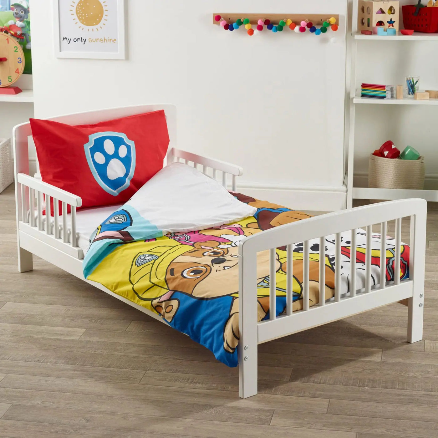 Deluxe 8 piece toddler bed bundle with Sydney toddler bed and Kinder Flow mattress