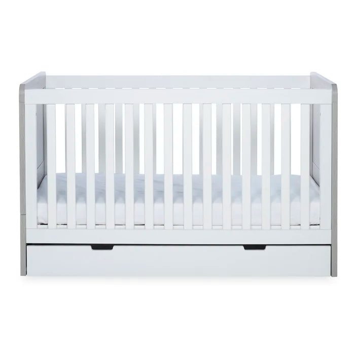 Nursery Bedroom Set Ickle Bubba Pembrey Cot Bed, Under Drawer and Changing Unit - Ash Grey/White