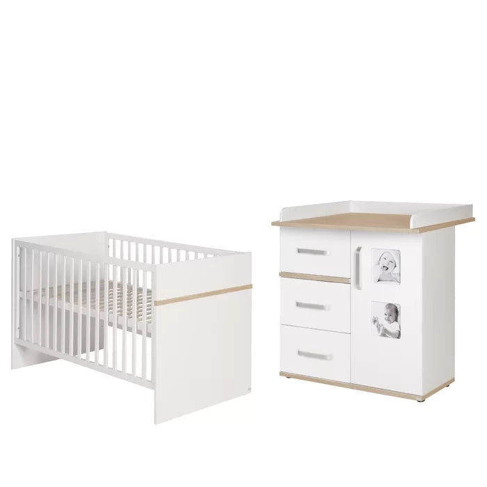 Modern 2 Piece Modern Style Cot Set - White