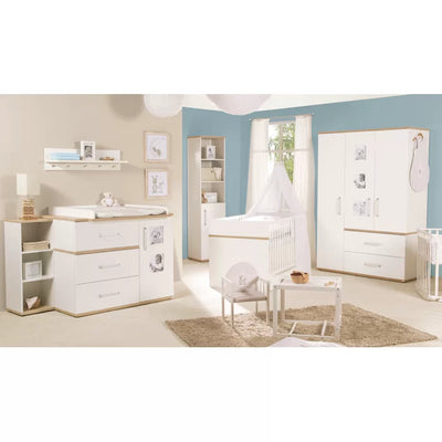 Stylish Cot Bed 3-Piece Nursery Furniture Set by roba - White