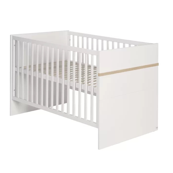 Stylish Cot Bed 3-Piece Nursery Furniture Set by roba - White