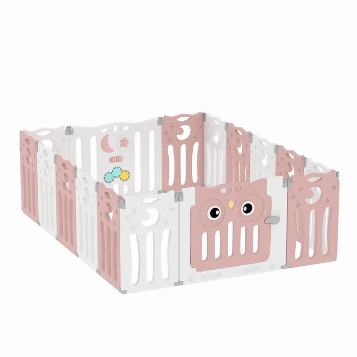 Fun Time Baby Gate - Size 63cm H x 143cm W x 106cm D in Pink/White